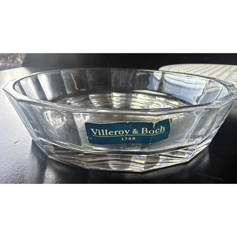 Set of 2 Villeroy Boch 16-Sided Crystal Bowls 6" Shallow 1.5" (Z3E)
